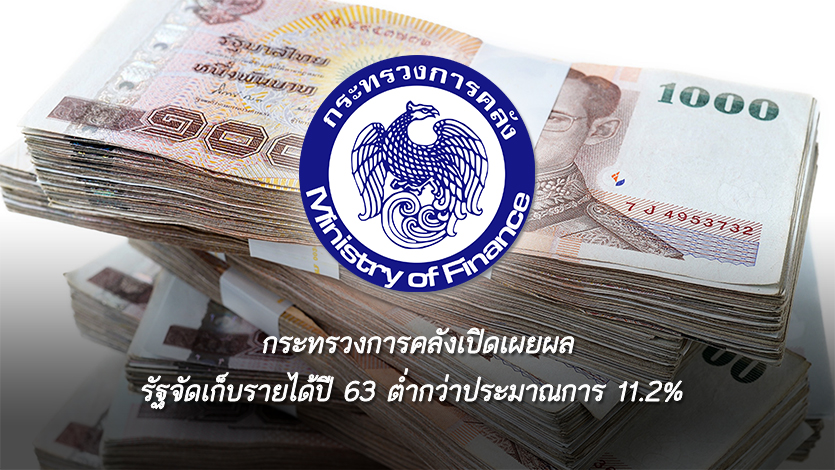 รัฐจัดเก็บรายได้ปี 63 ต่ำกว่าประมาณการ 11.2% เหตุโควิด-19 และมาตรการนโยบายรัฐ